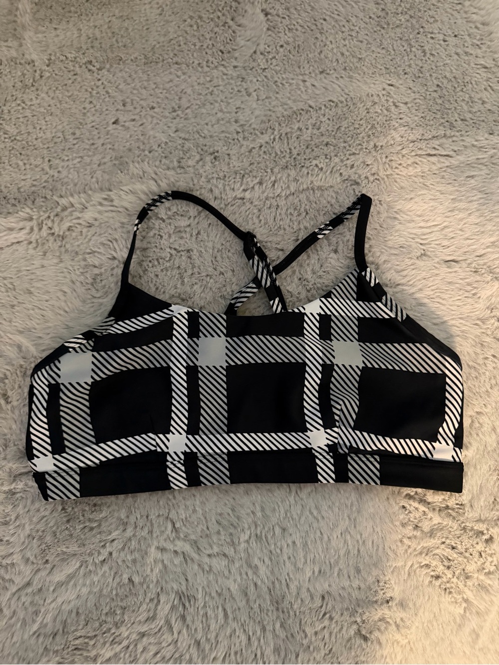 Alo Yoga Black & White Plaid Sports Bra